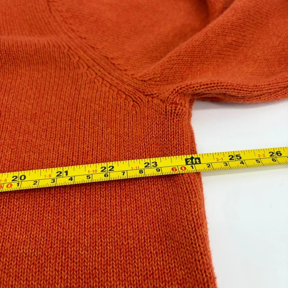 Chaps Mens Orange Mock Neck Button Sweater‎ with Suede Elbow Patches Size L